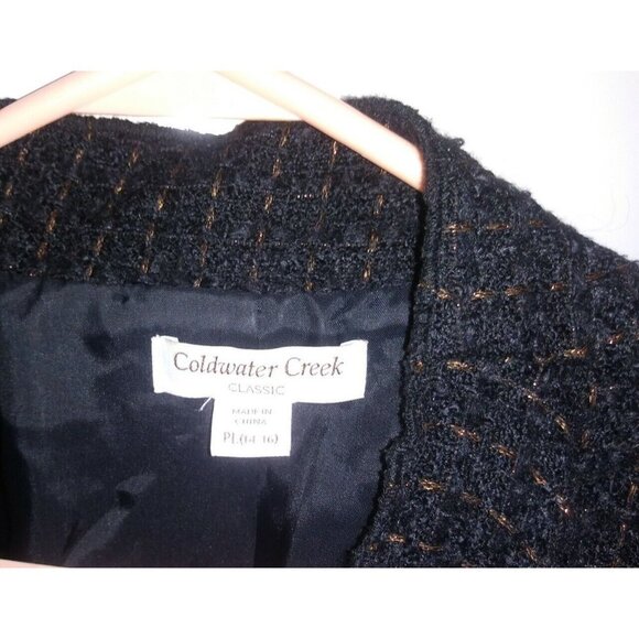 Coldwater Creek Draped Front Tweed Jacket Size PL 14-16 wool mohair blend - Picture 5 of 7